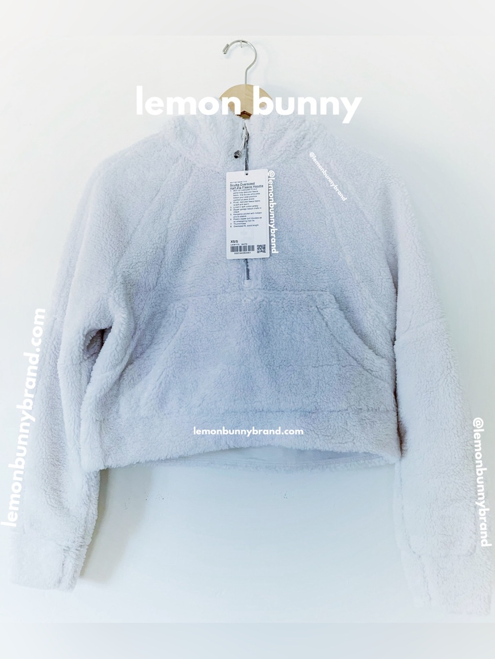 lululemon Scuba Oversized Half-Zip Fleece Hoodie in White Opal Sz XS/S Rare NWT - Picture 16 of 16